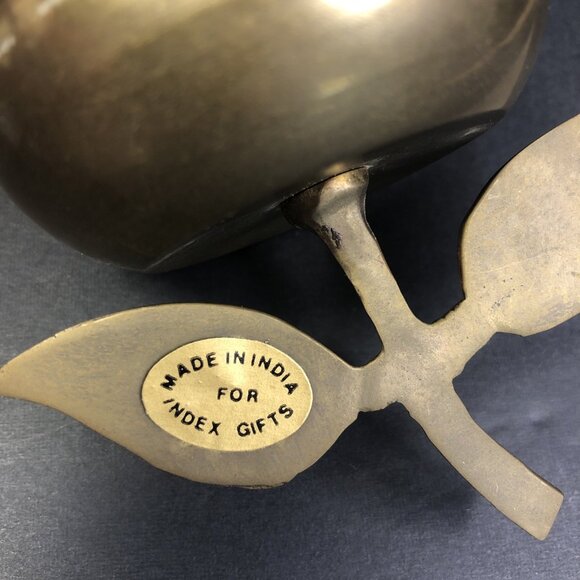 Brass Apple Bell Unpolished Natural Patina Home Decor School Teacher Gift IN - Picture 12 of 12